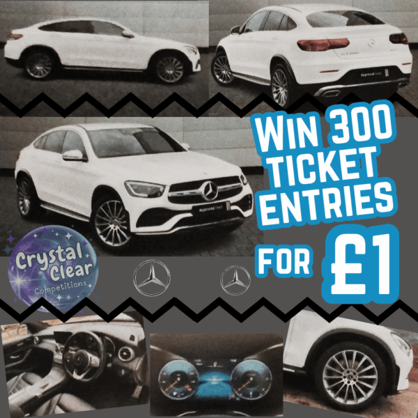 300 Ticket Entries into Mercedes GLC Coupe / 20k CASH Alt Comp - LIVE DRAW